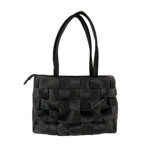Woven Seatbelt Tote Bag Purse Black Size Medium
